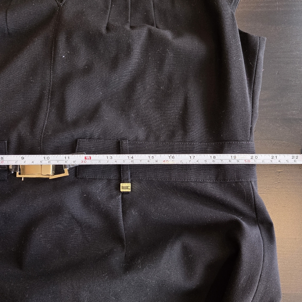 Calvin Klein Black Knee Length Dress with Gold Buckle Detail 14W - Picture 9 of 10